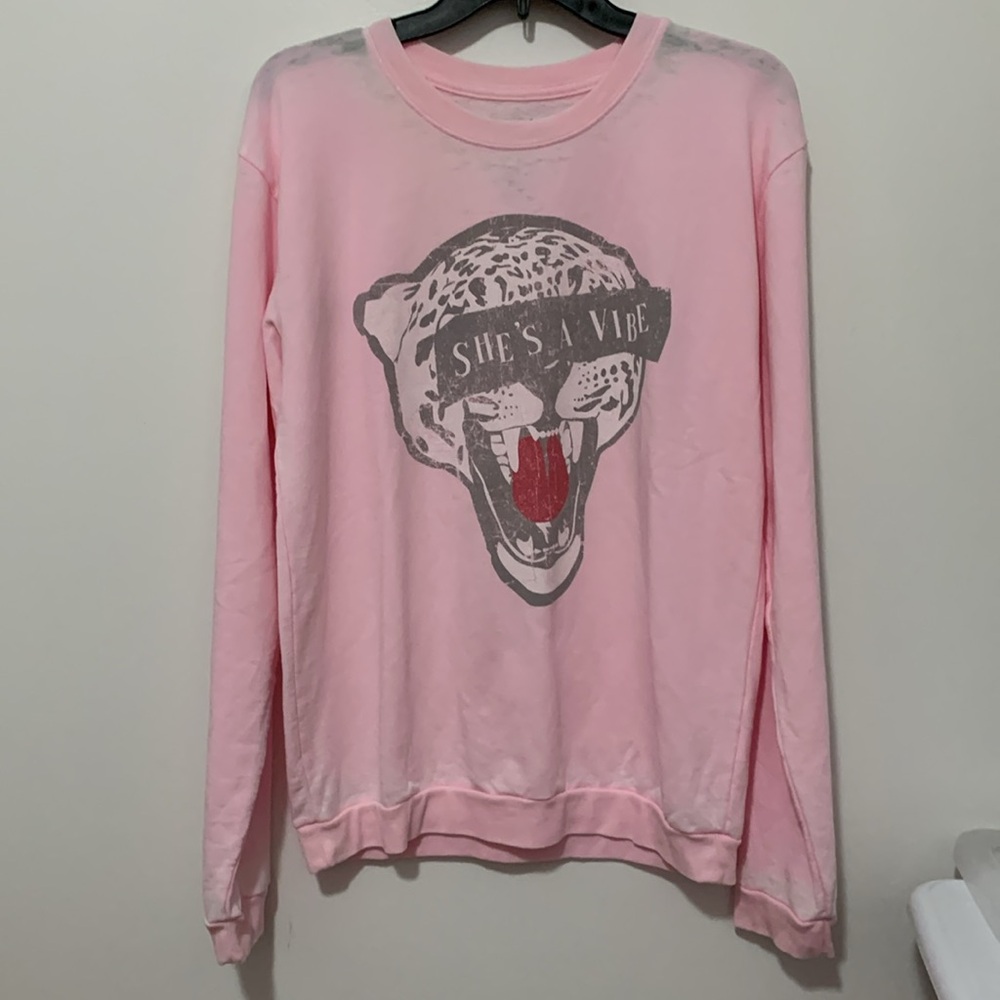 “She’s a Vibe” RECYCLED KARMA Oversized Sweatshirt Pink - Picture 3 of 8